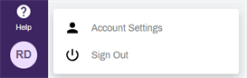 Account settings and sign out option.