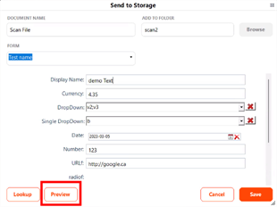 Send to Vasion preview option