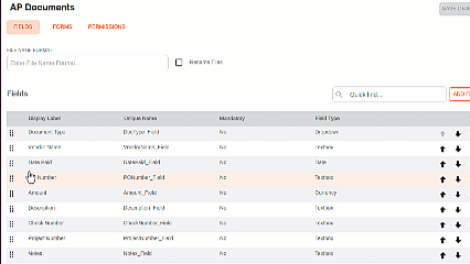 Drag and drop fields to change the order