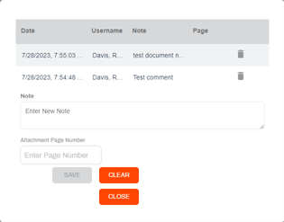 document notes modal