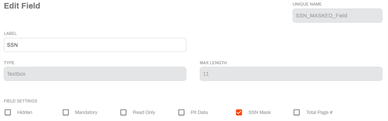 SSN mask option in field configuration