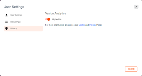 Vasion Analytics opt in option