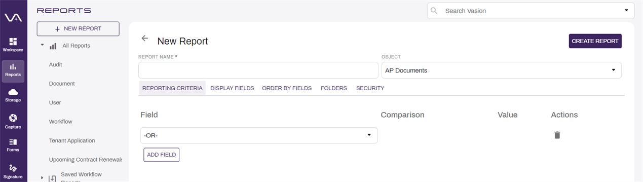 New report page.