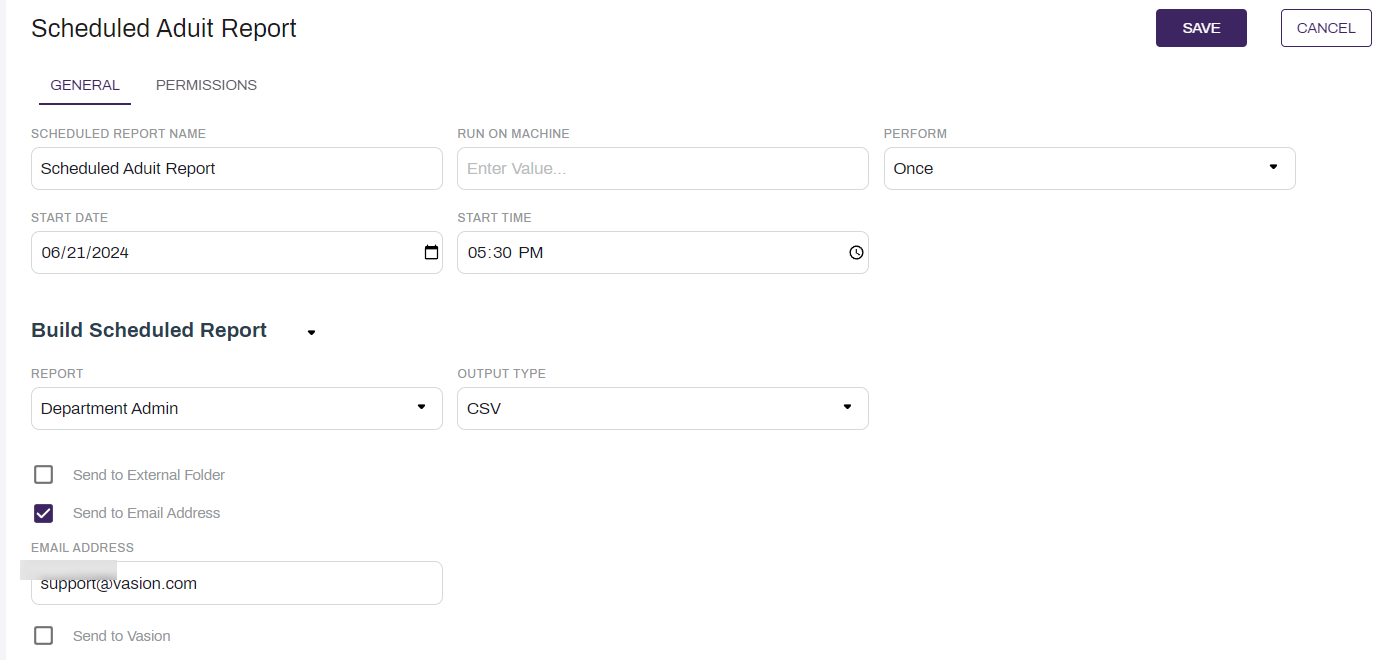 Scheduled report configuration.