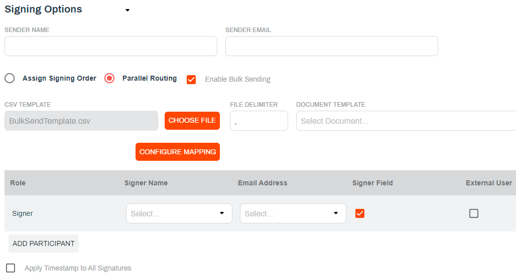 Bulk Send Signer Name object mapping