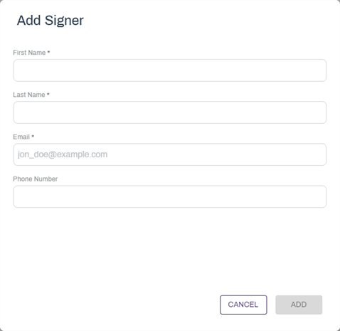 Add Signer modal.
