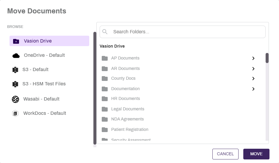 Move documents modal.