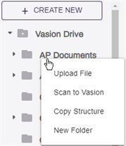 Folder quick menu.