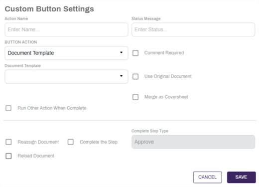 Document Template Custom Button Configuration.