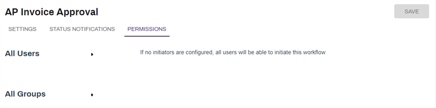 Workflow permissions page.