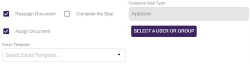 Reassign document selected and configuration.