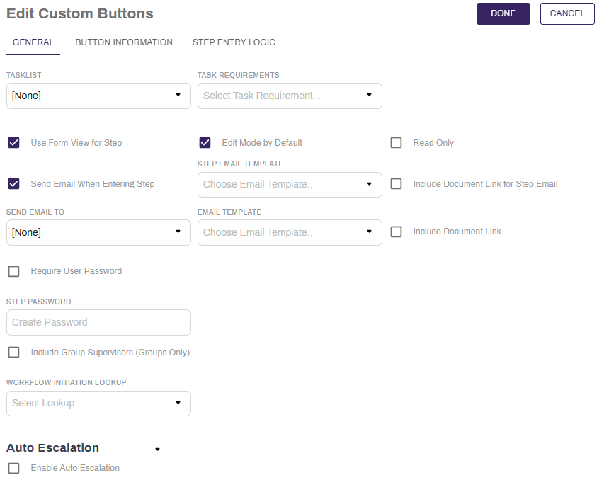 Workflow settings configuration.