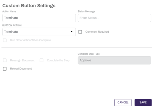 Terminate Custom Button Configuration.
