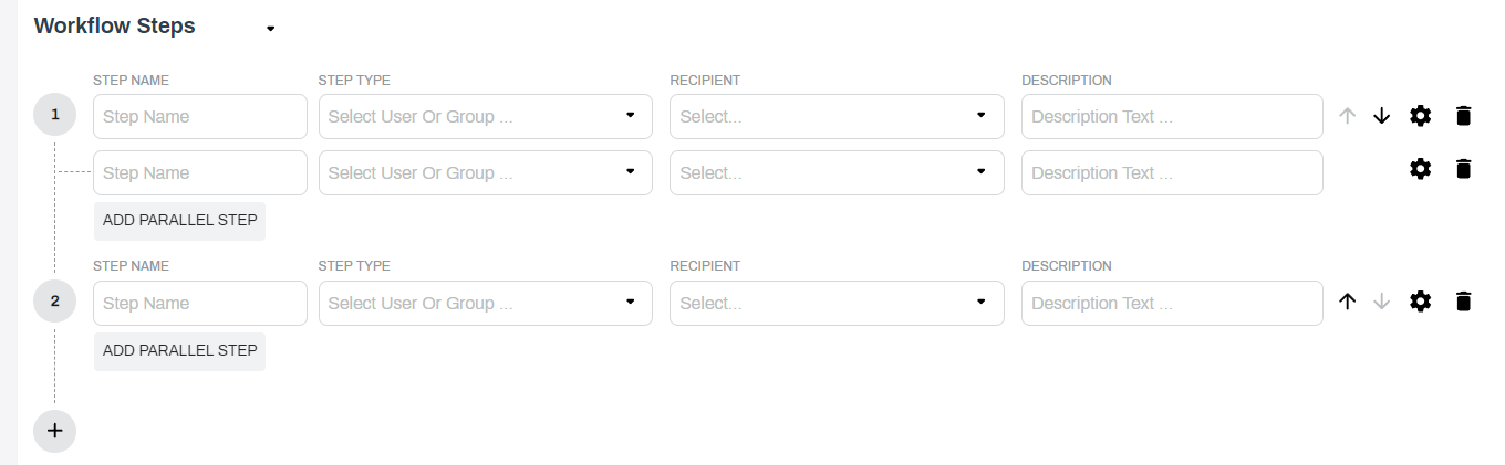 Parallel workflow step configuration.