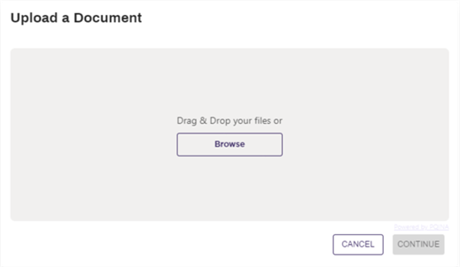 Auto Signature upload a document dialog.