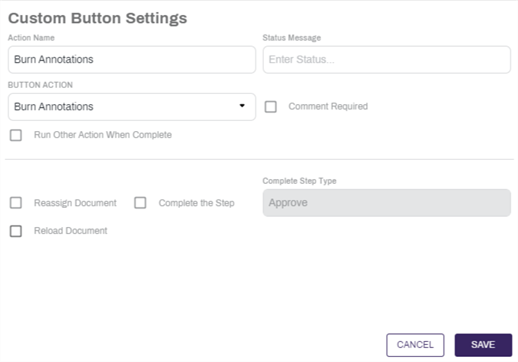 Burn Annotations custom button configuration.