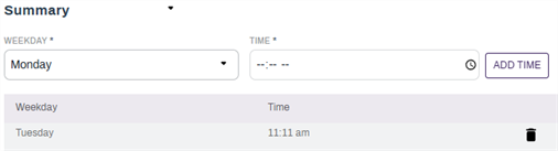 Summary notifications configuration.