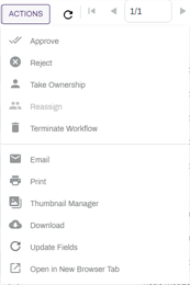 Actions menu.