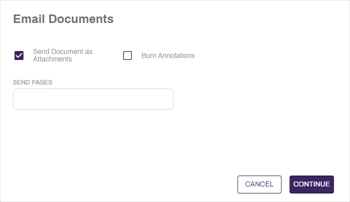 Email Documents pop-up.