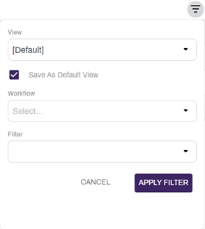 Workspace vew filter menu.