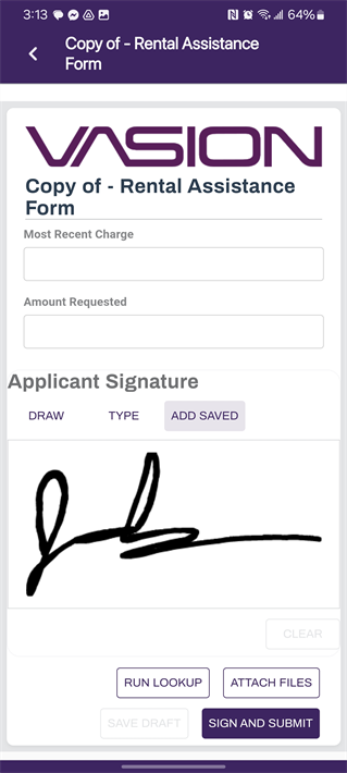 Add your saved signature