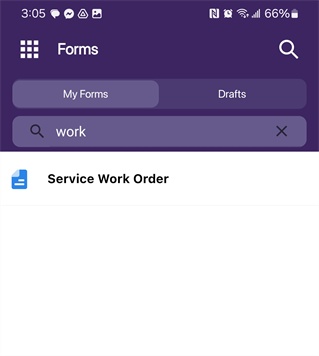 Forms search functionality