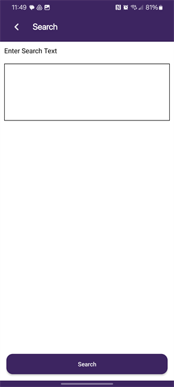 Selected Full Text search screen - Android