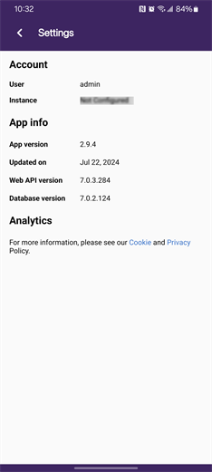 App Settings screen.