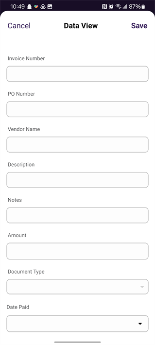 Enter object data