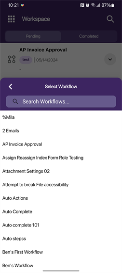 Select Workflow.