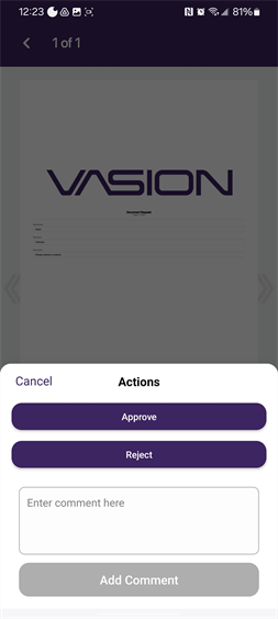 Worflow action buttons