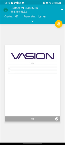 Print options - Android