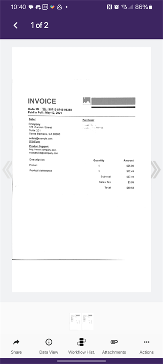 Document View screen.