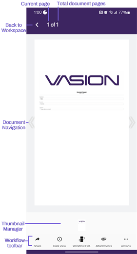 Document view screen elements