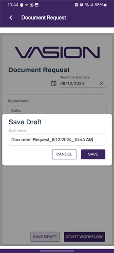 Save Draft modal