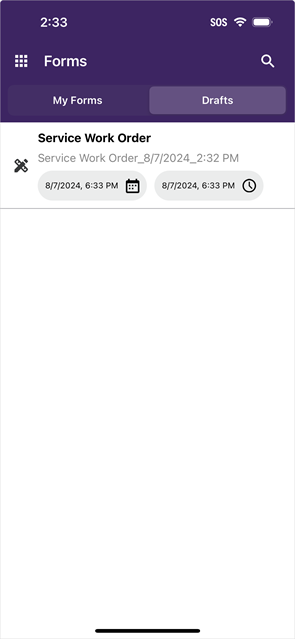 Form drafts screen