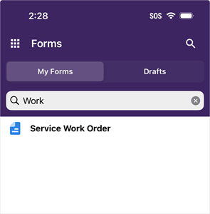 Forms search functionality