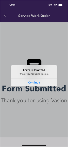 Form submitted confirmation