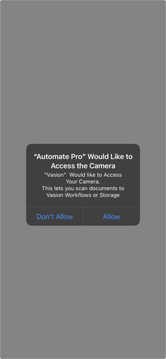 App permission screen