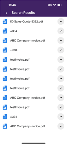 Full Text search results screen