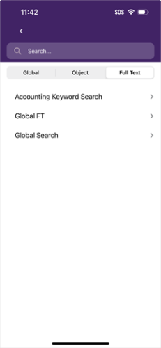 Full Text search screen,