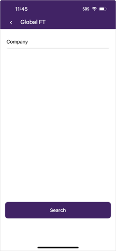 Full text search screen displaying a term entered into the field.