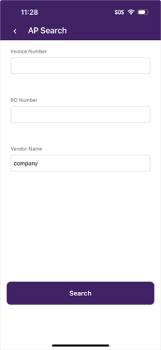 Object search screen with completed search parameter fields.