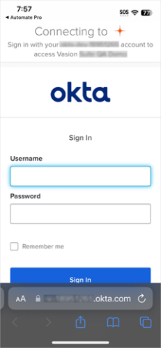 Sign In with Okta page.