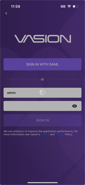 Sign in screen displaying the loading spinner.