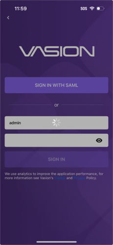 Sign in screen displaying the loading spinner.