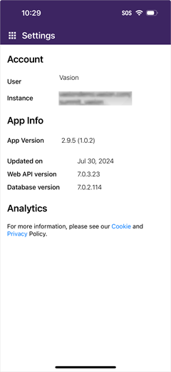 App Settings screen.