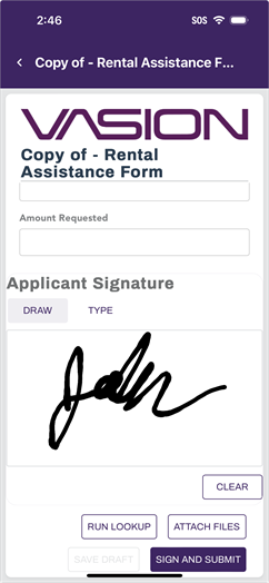 Draw signature option