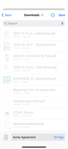 Save file to selected folder