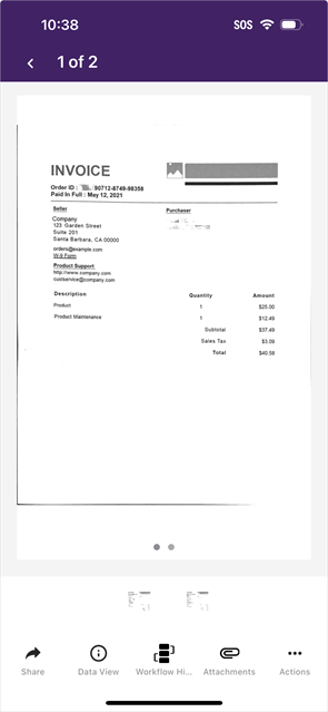 Document View screen.